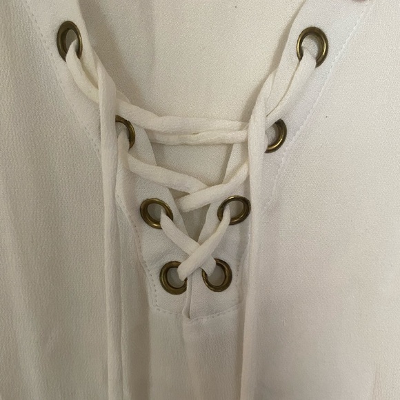White Lace-up Top - Picture 4 of 6